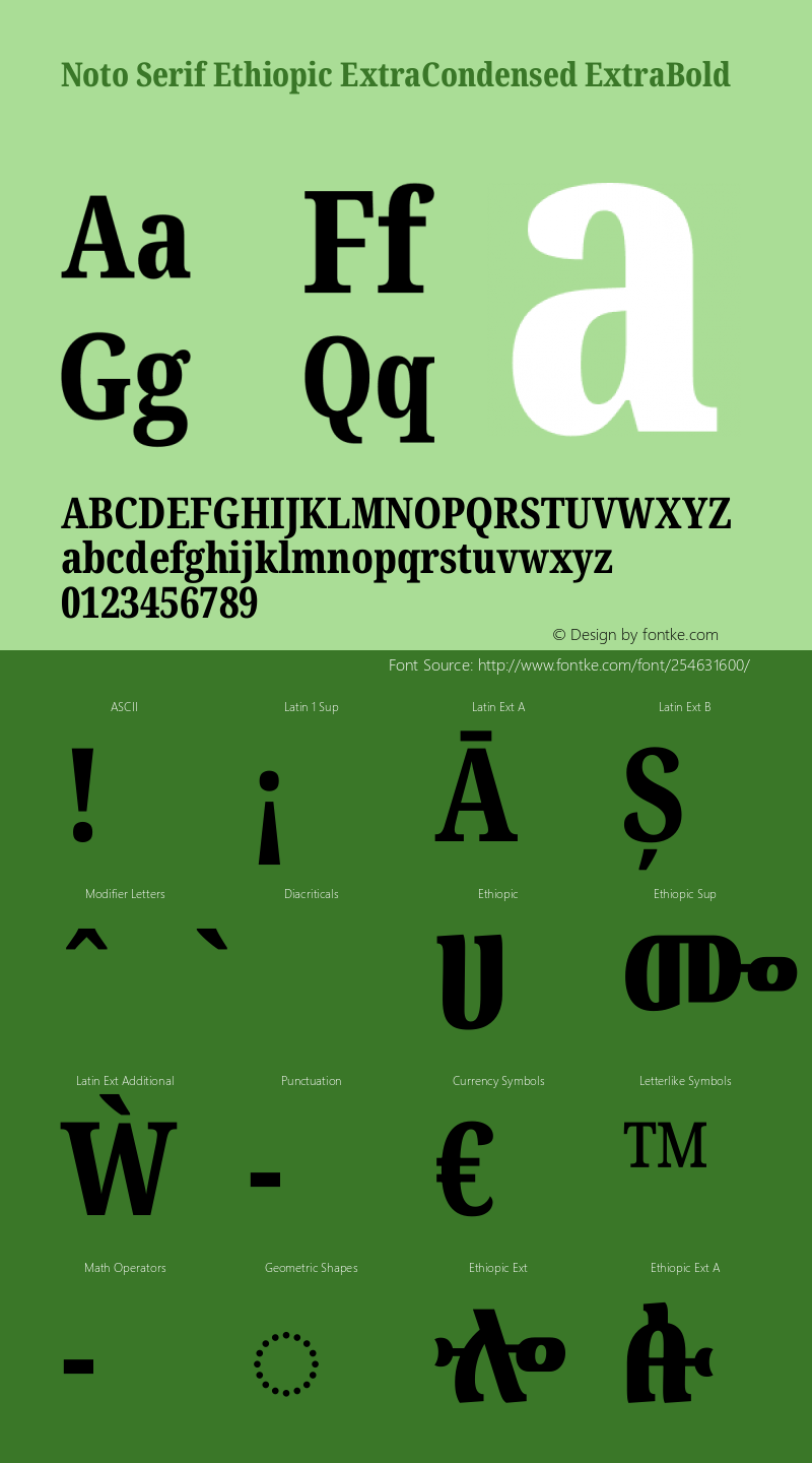 Noto Serif Ethiopic ExtraCondensed ExtraBold Version 2.102图片样张