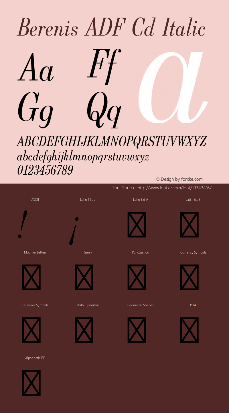Berenis ADF Cd Italic Version 1.001 Font Sample