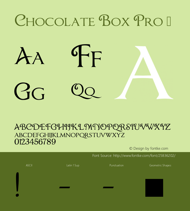 Chocolate Box Pro Version 11.003 Font Sample