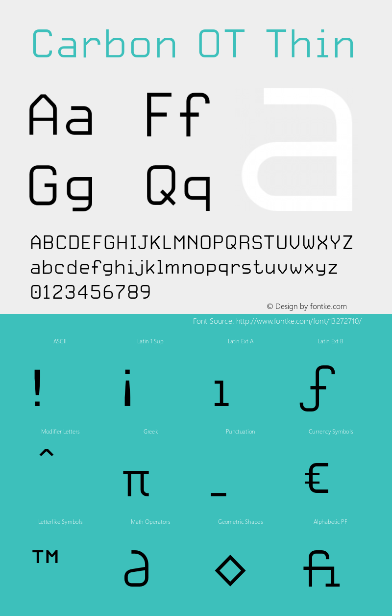 Carbon OT Thin Version 1.100 2003 Font Sample