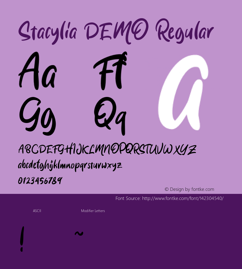 Stacylia DEMO-Regular Version 1.000 Font Sample