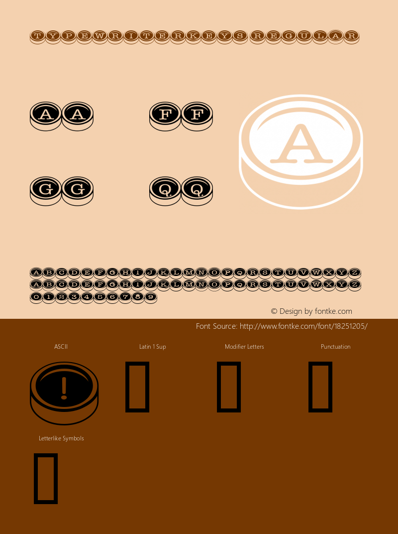 TypewriterKeys Regular Macromedia Fontographer 4.1.5 11/3/01 Font Sample