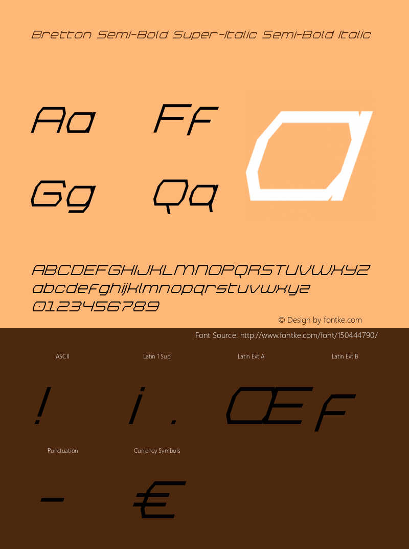 Bretton Semi-Bold Super-Italic Version 1.0; 2018 Font Sample