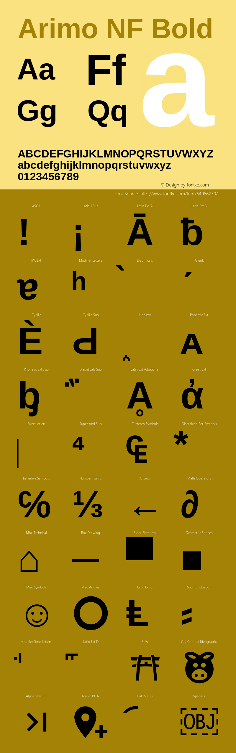 Arimo Bold Nerd Font Complete Windows Compatible Version 1.23 Font Sample