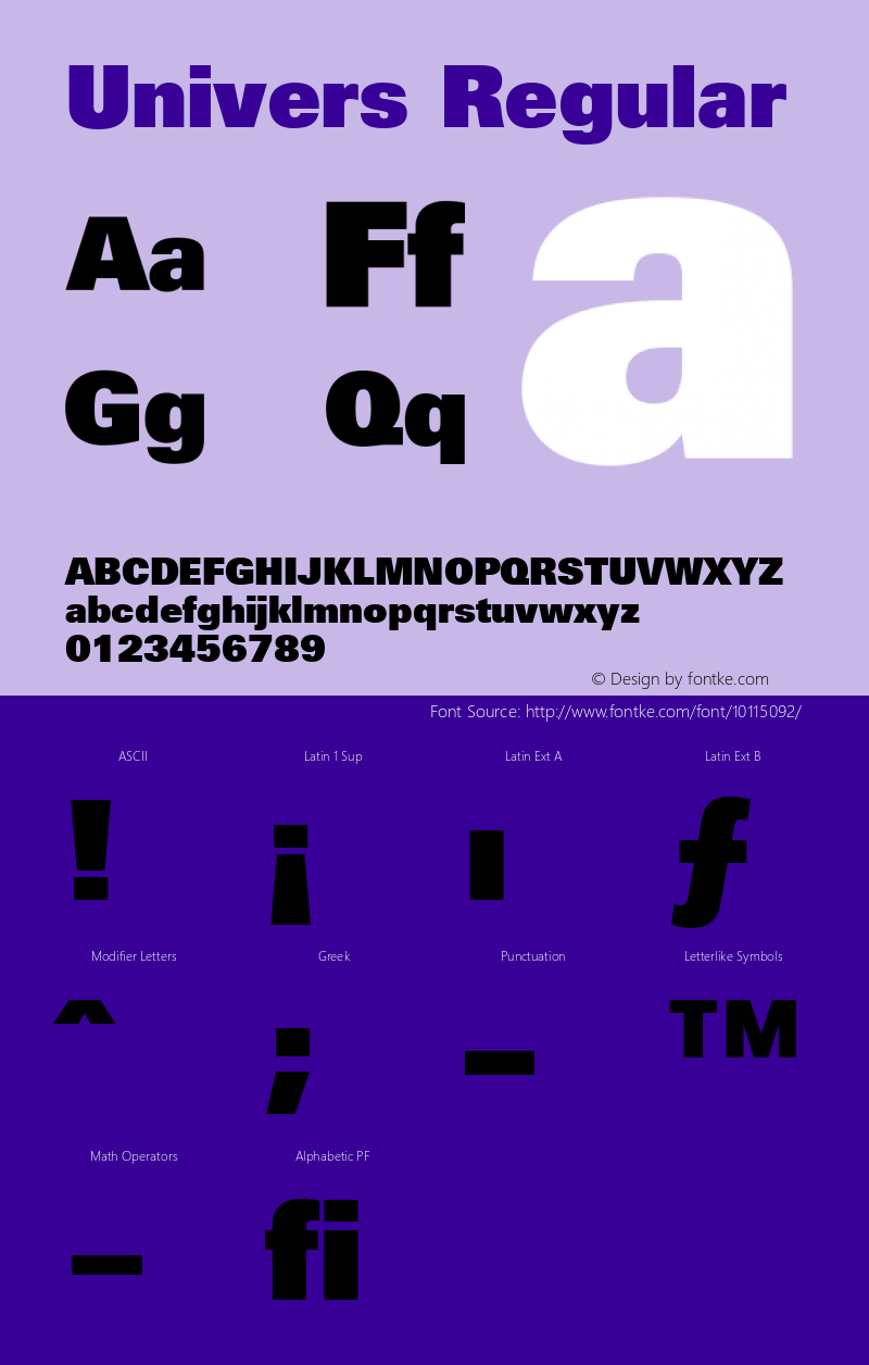 Univers Regular 001.000 Font Sample