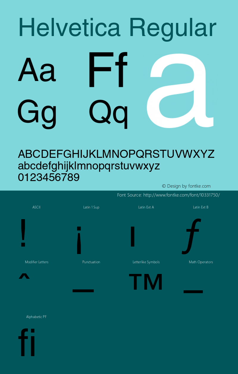 Helvetica Regular 001.006 Font Sample