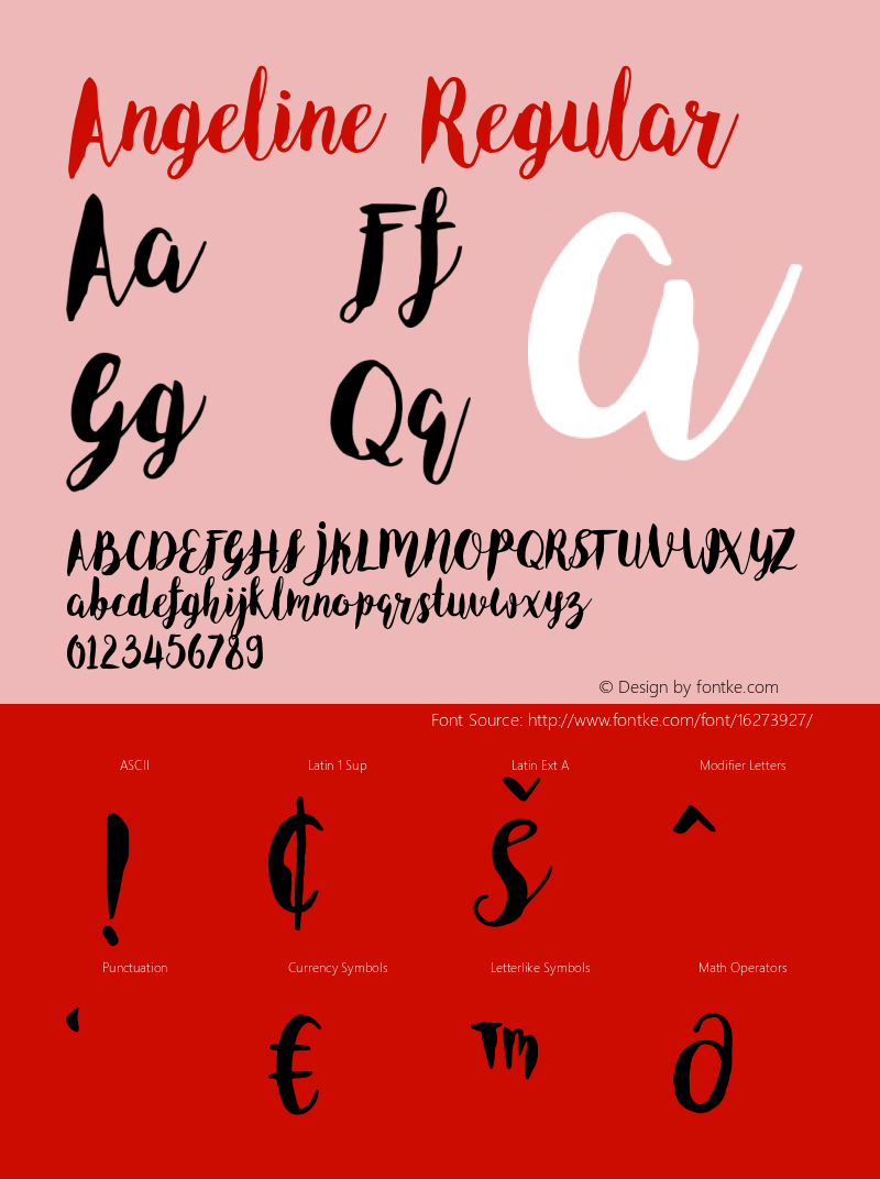 Angeline Regular Version 1.000;PS 001.001;hotconv 1.0.56 Font Sample