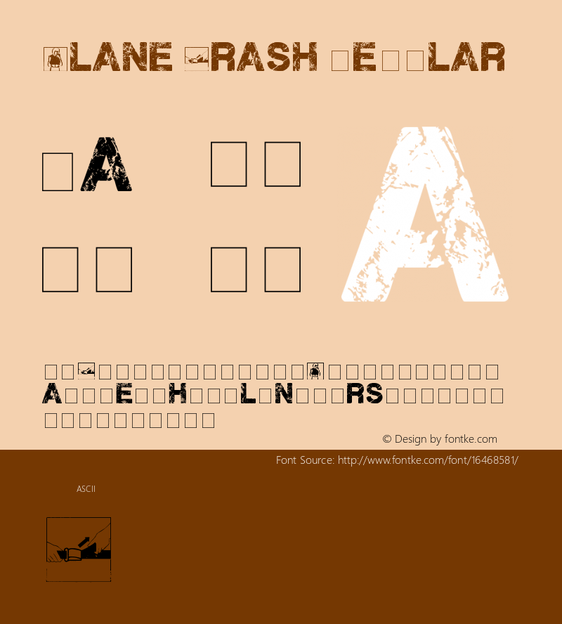 Plane Crash Regular Version 1.00 January 17, 2012, initial release Font Sample
