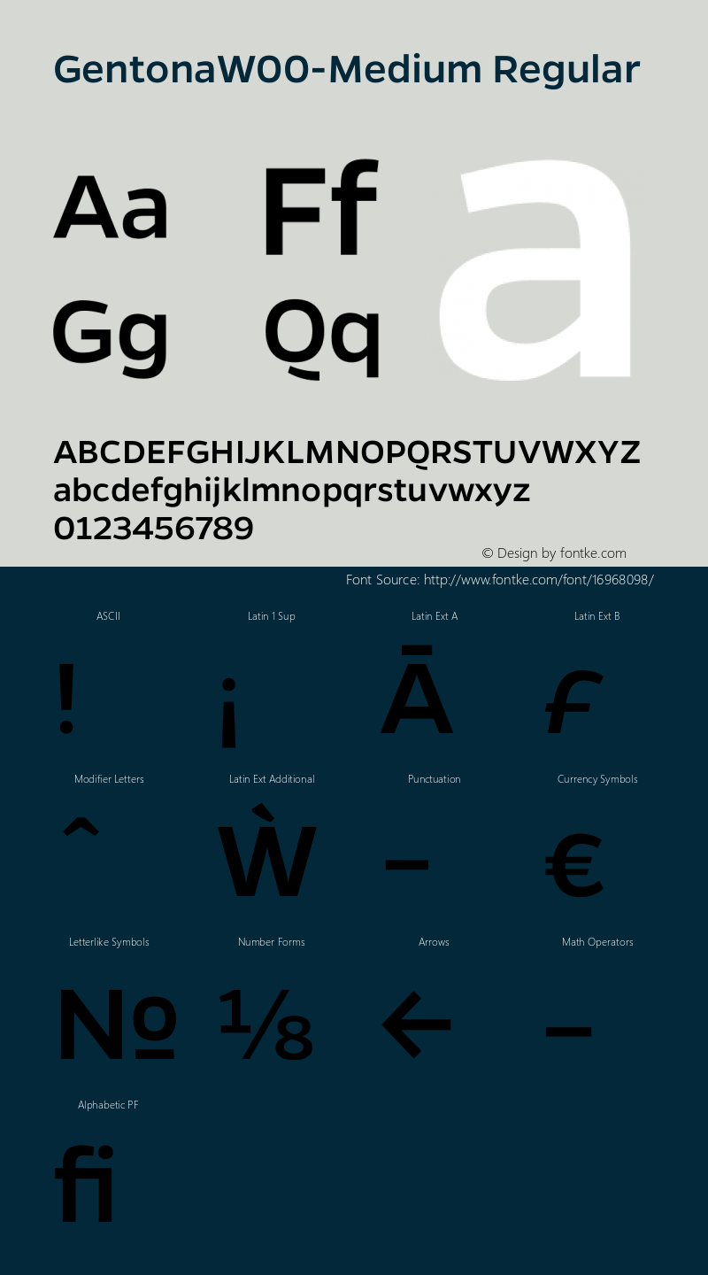 GentonaW00-Medium Regular Version 1.10 Font Sample