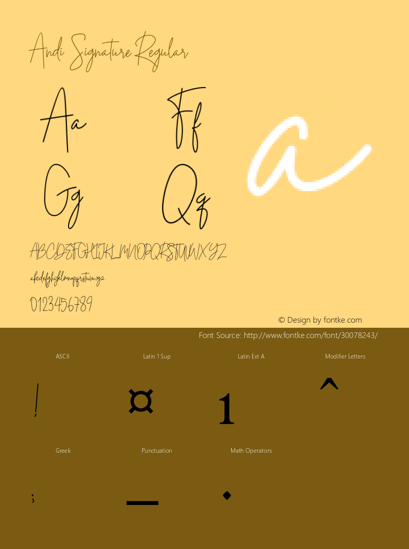 Andi Signature Version 1.00;May 19, 2019;FontCreator 11.5.0.2430 64-bit Font Sample