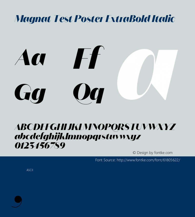 Magnat Test Poster ExtraBold Italic Version 1.000;PS 001.000;hotconv 1.0.88;makeotf.lib2.5.64775 Font Sample