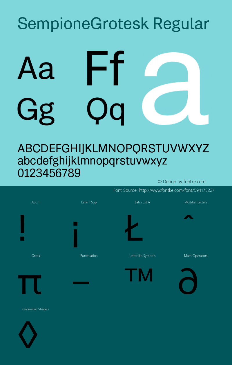 SempioneGrotesk-Regular Version 2.001 Font Sample