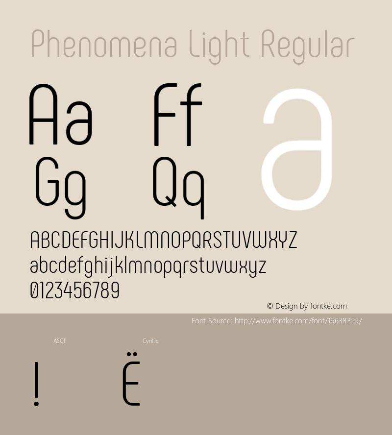 Phenomena Light Regular Version 1.000;PS 001.000;hotconv 1.0.88;makeotf.lib2.5.64775; ttfautohint (v1.4.1) Font Sample