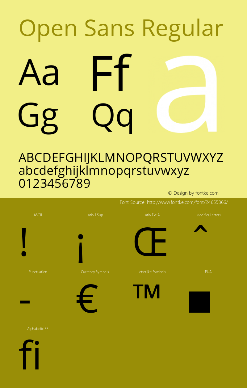 Open Sans Regular Version 1.10 Font Sample