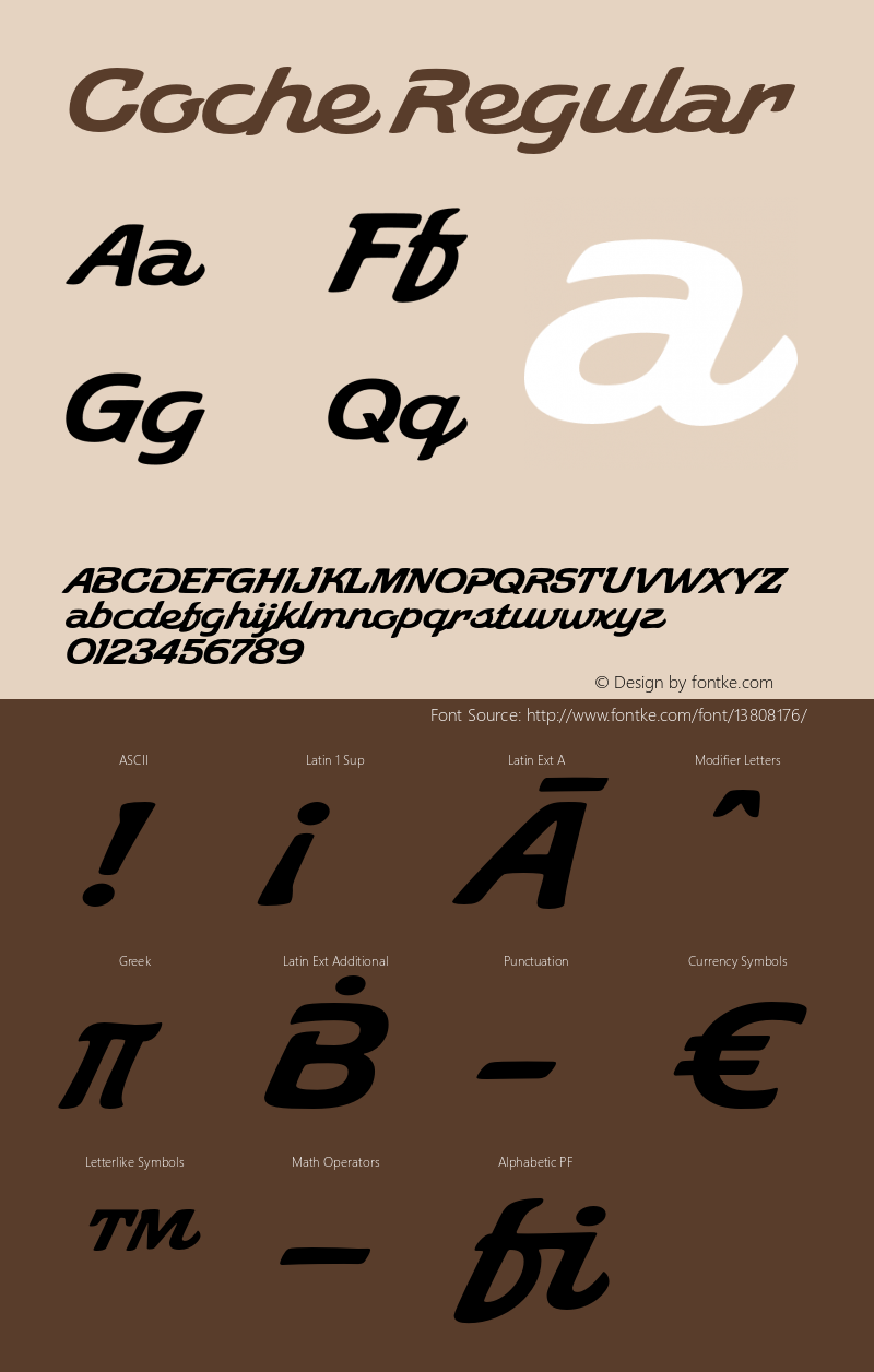 Coche Regular Version 1.000 Font Sample