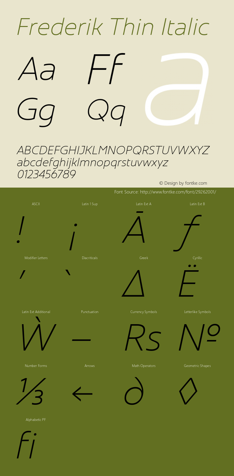 Frederik Thin Italic Version 001.000 February 2019;YWFTv17 Font Sample