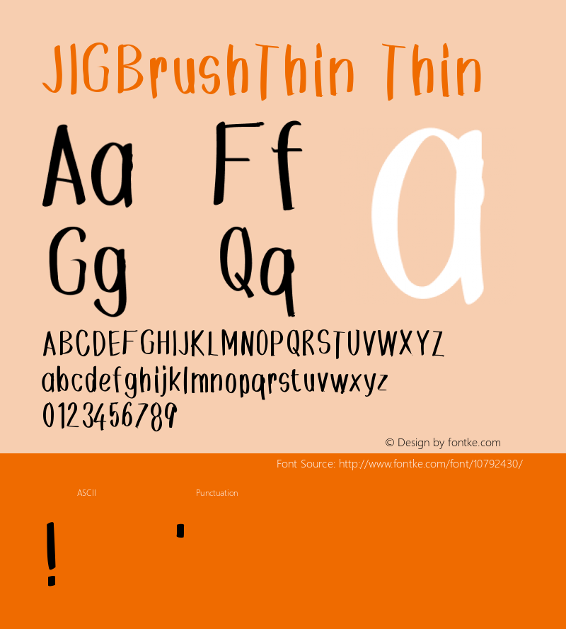 JIGBrushThin Thin Version 001.000 Font Sample