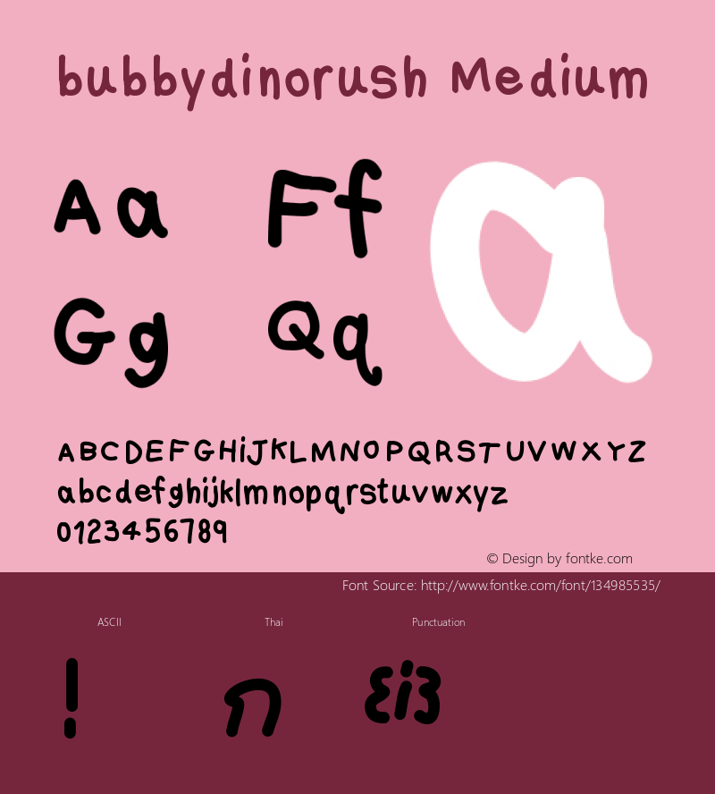 bubbydinorush Version 001.000 Font Sample