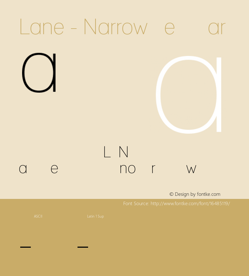 Lane - Narrow Regular 1.1 Font Sample