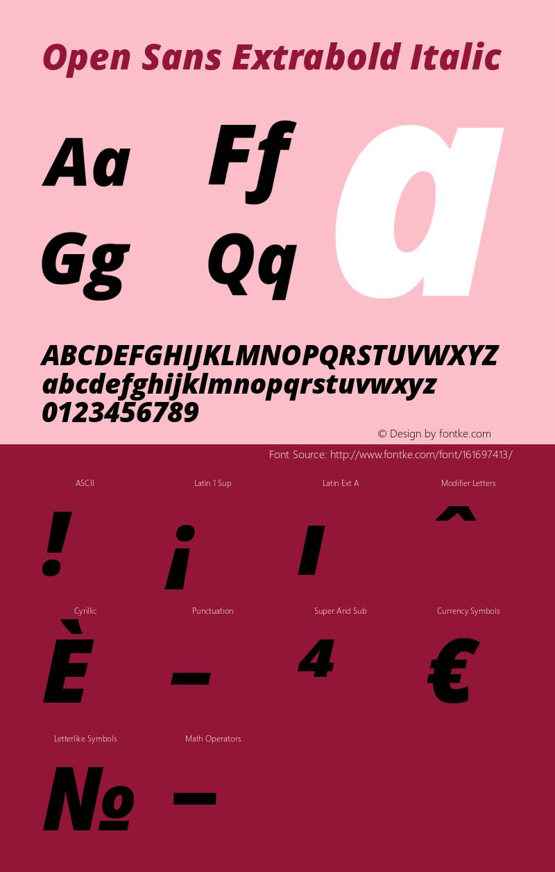 Open Sans Extrabold Italic Version 1.10 Font Sample