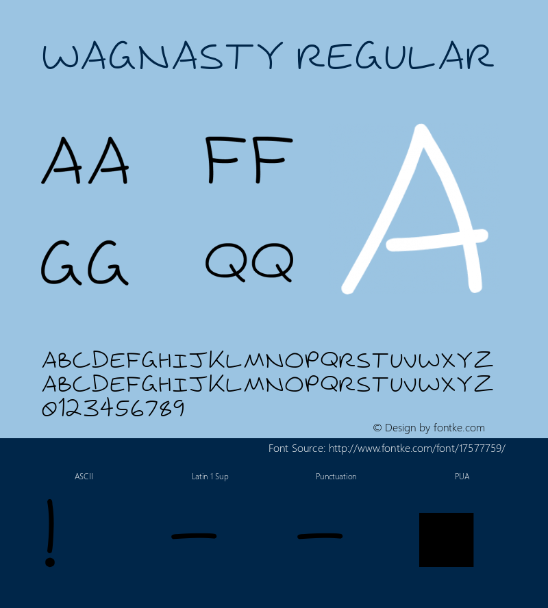 Wagnasty Regular Version 1.00 October 17, 2008, initial release Font Sample