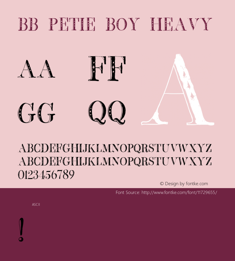 BB Petie Boy Heavy Version 1.0 Font Sample