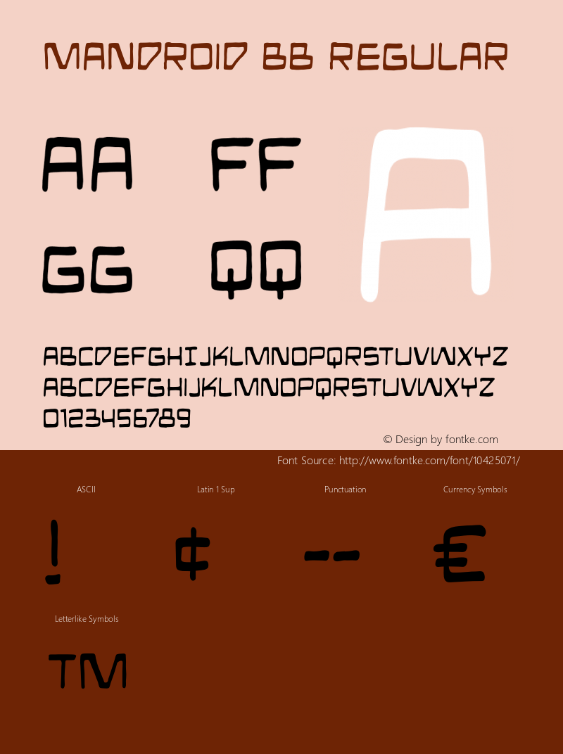 Mandroid BB Regular Version 1.000 Font Sample