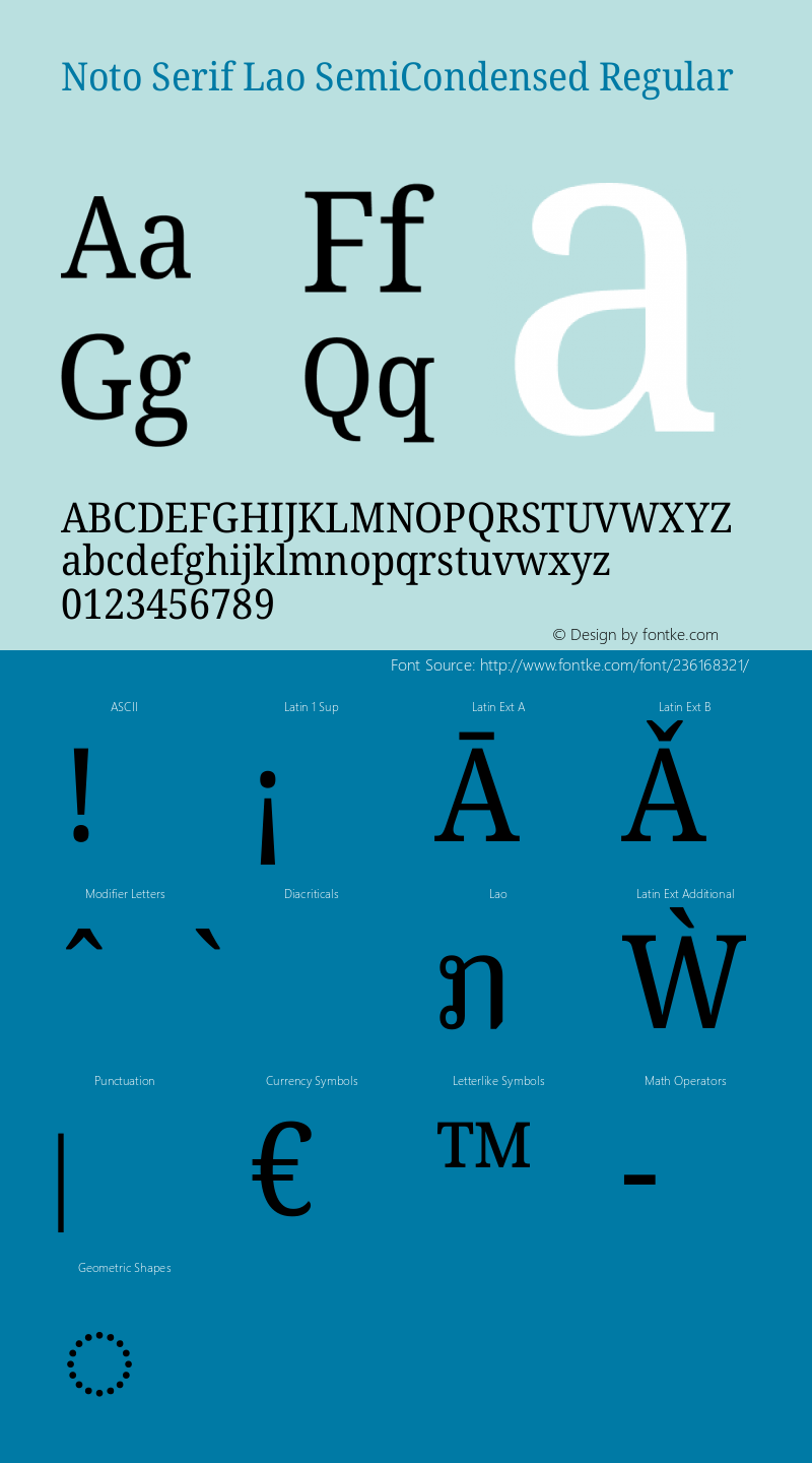 Noto Serif Lao SemiCondensed Regular Version 2.002图片样张