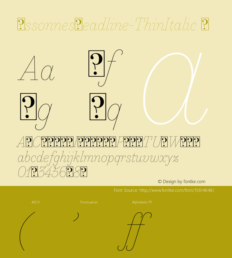 EssonnesHeadline-ThinItalic ☞ Version 1.000 2015 initial release;com.myfonts.easy.james-todd.essonnes.headline-thin-italic.wfkit2.version.4t2S Font Sample