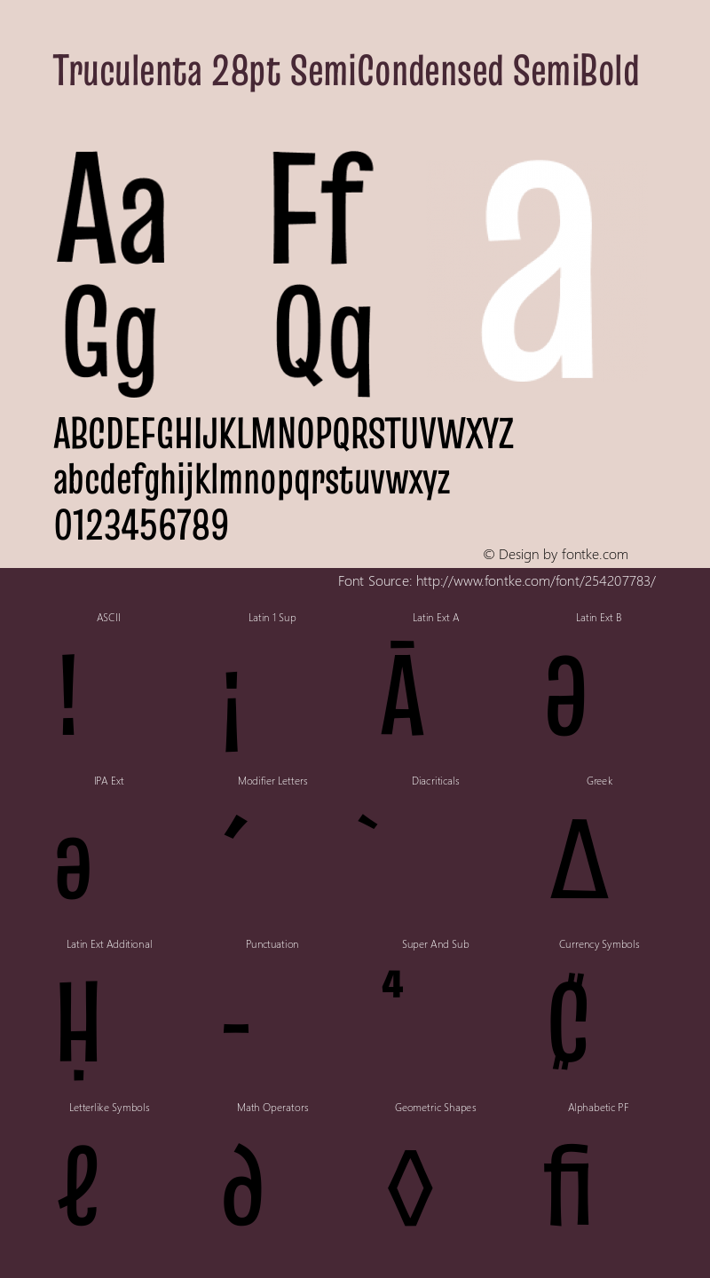 Truculenta 28pt SemiCondensed SemiBold Version 1.002图片样张