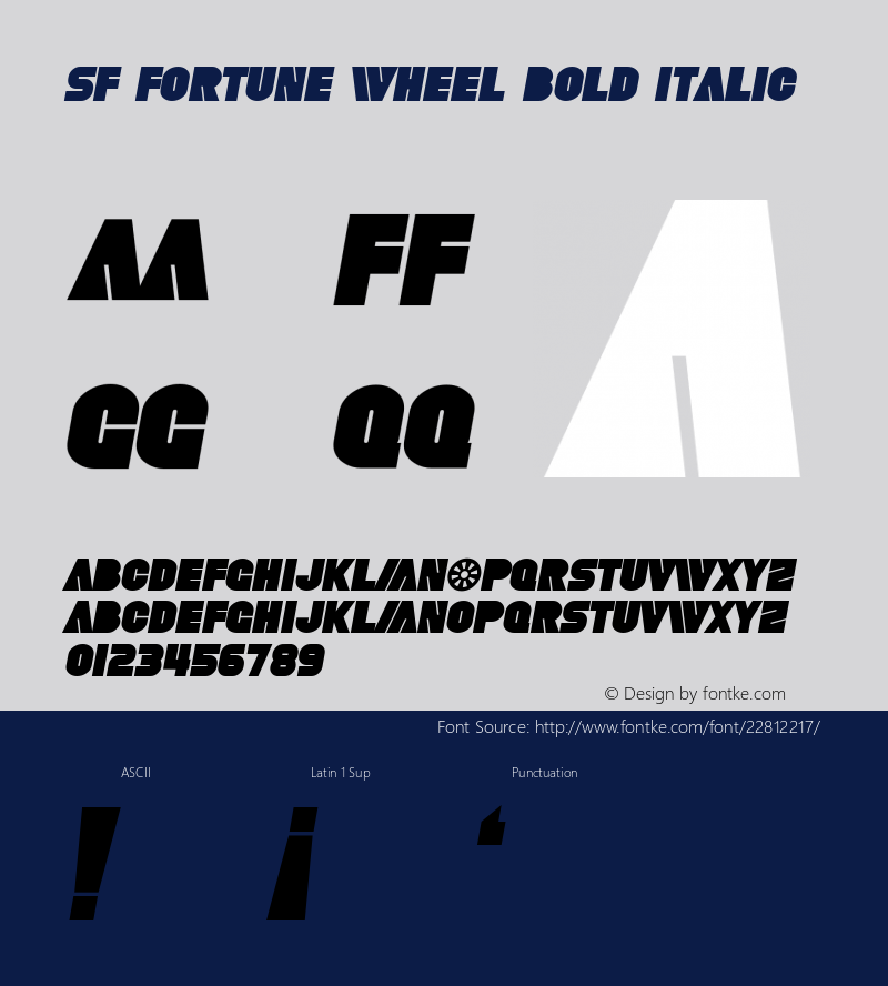 SF Fortune Wheel Bold Italic 1.0 Font Sample