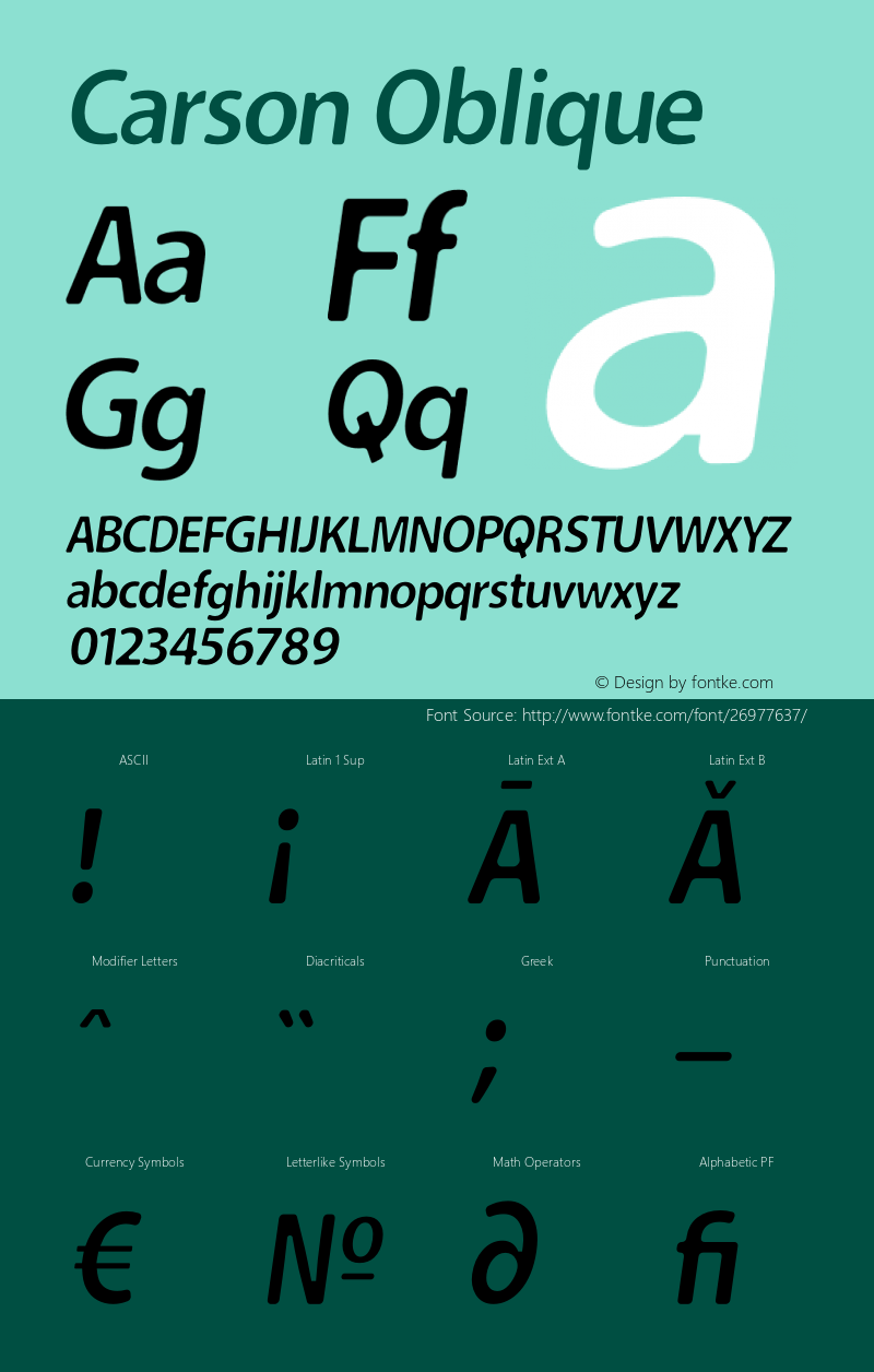 Carson Oblique Version 1.00 March 23, 2016, initial release Font Sample