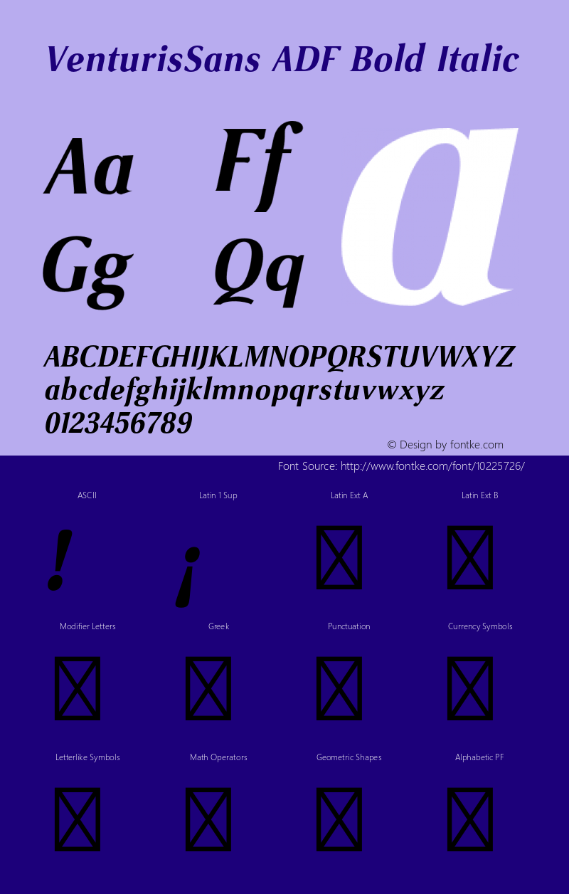 VenturisSans ADF Bold Italic Version 1.001;PS 1.003;Core 1.0.38;makeotf.lib1.6.5960 Font Sample