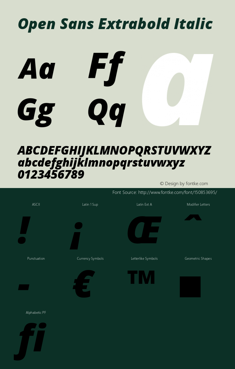 Open Sans Extrabold Italic Version 1.10 Font Sample