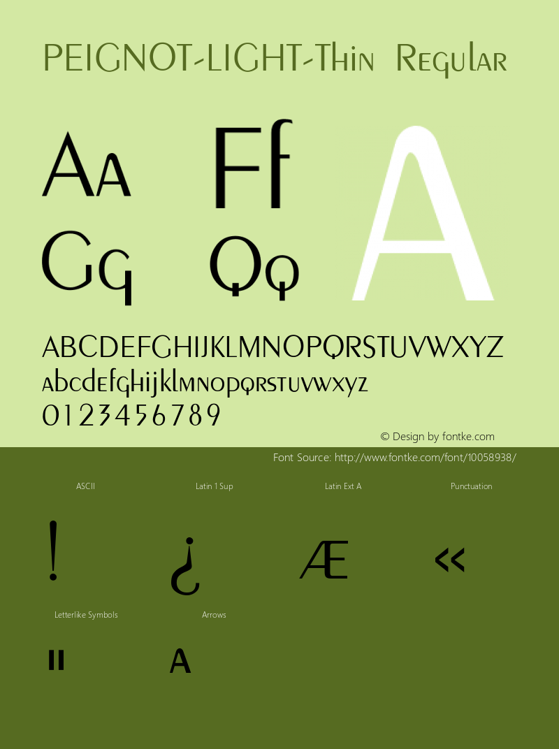 PEIGNOT-LIGHT-Thin Regular Converted from C:\TTFONTS\PEIGLITE.TF1 by ALLTYPE Font Sample