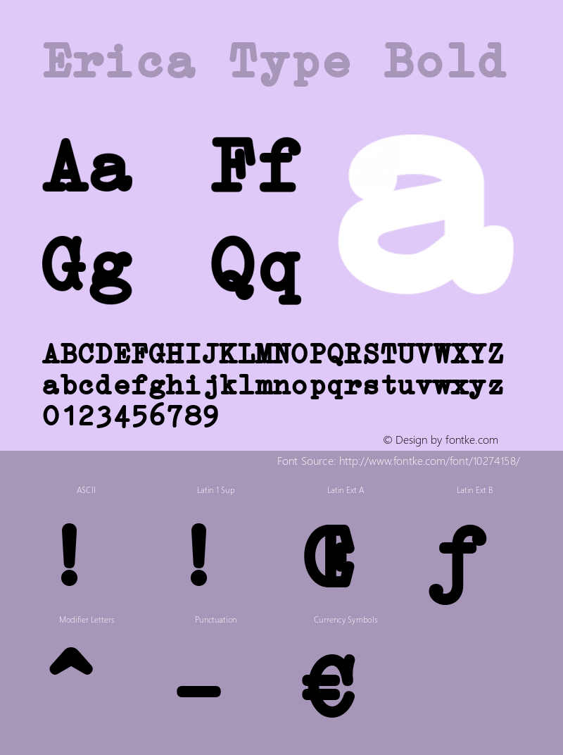 Erica Type Bold Version 1.000 2010 initial release Font Sample