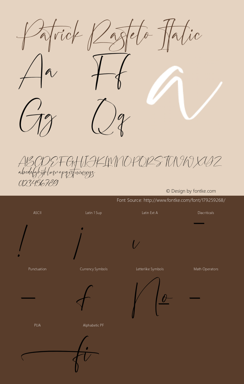 Patrick Rastelo Italic Version 1.00;September 28, 2021;FontCreator 13.0.0.2683 64-bit图片样张