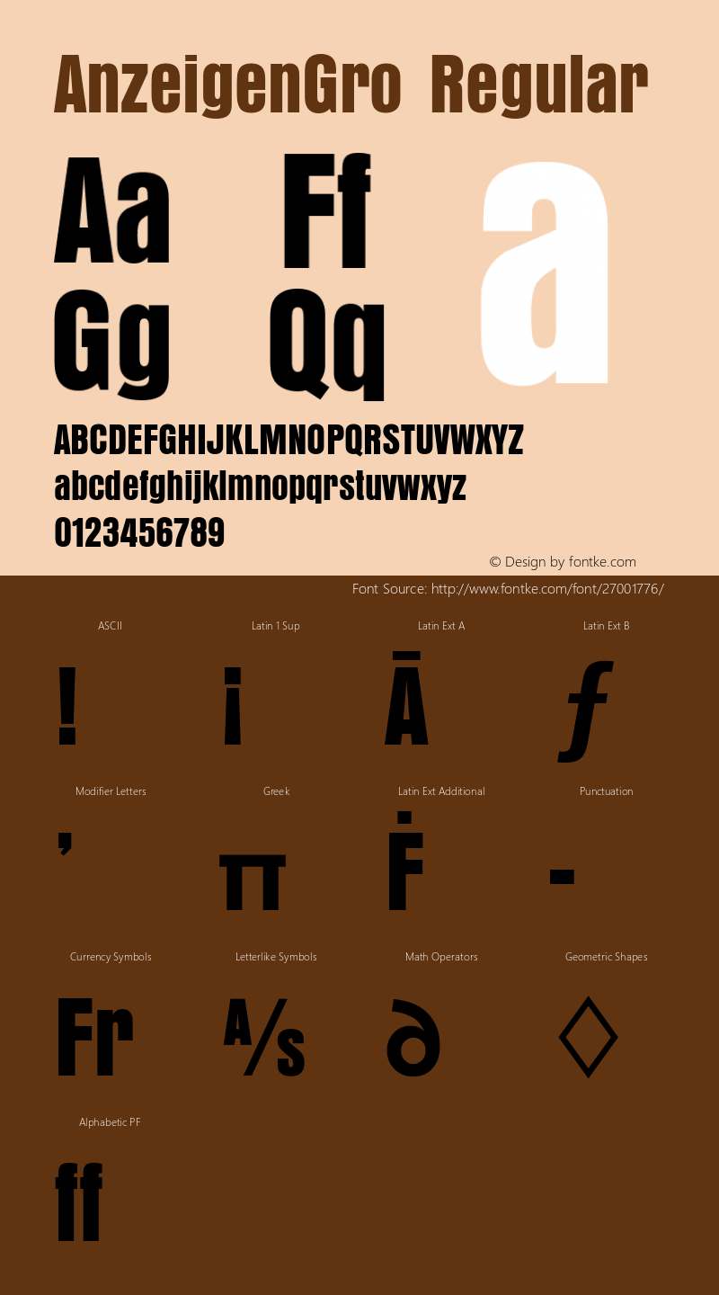 AnzeigenGro Version 1.00 Font Sample