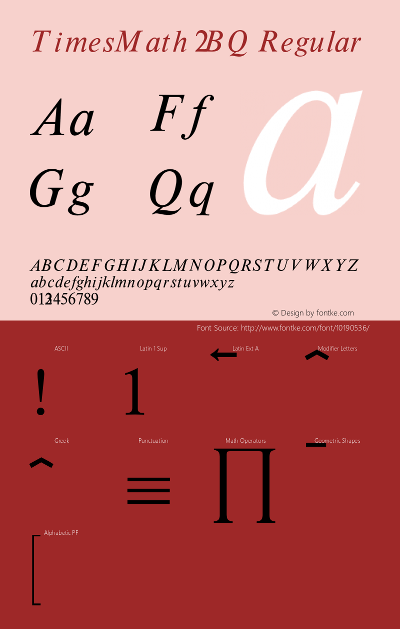 TimesMath 2 BQ Regular 001.000 Font Sample