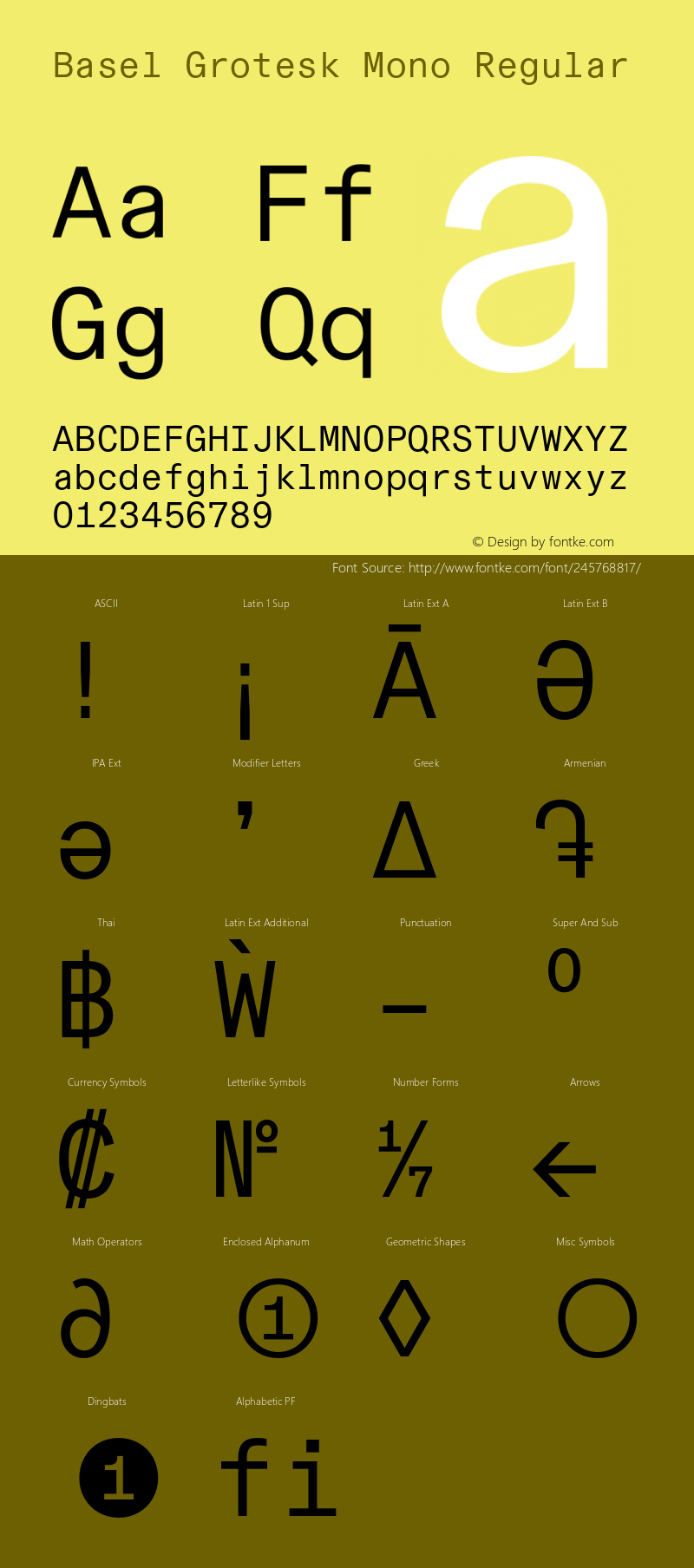 Basel Grotesk Mono Regular Version 1.005图片样张