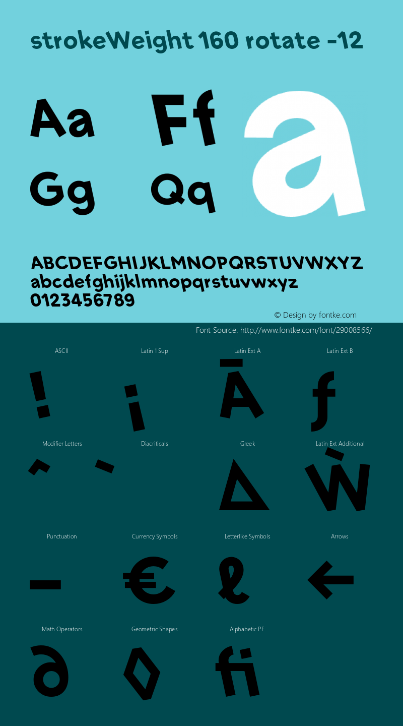 strokeWeight-160rotateL12 Version 1.007 Font Sample