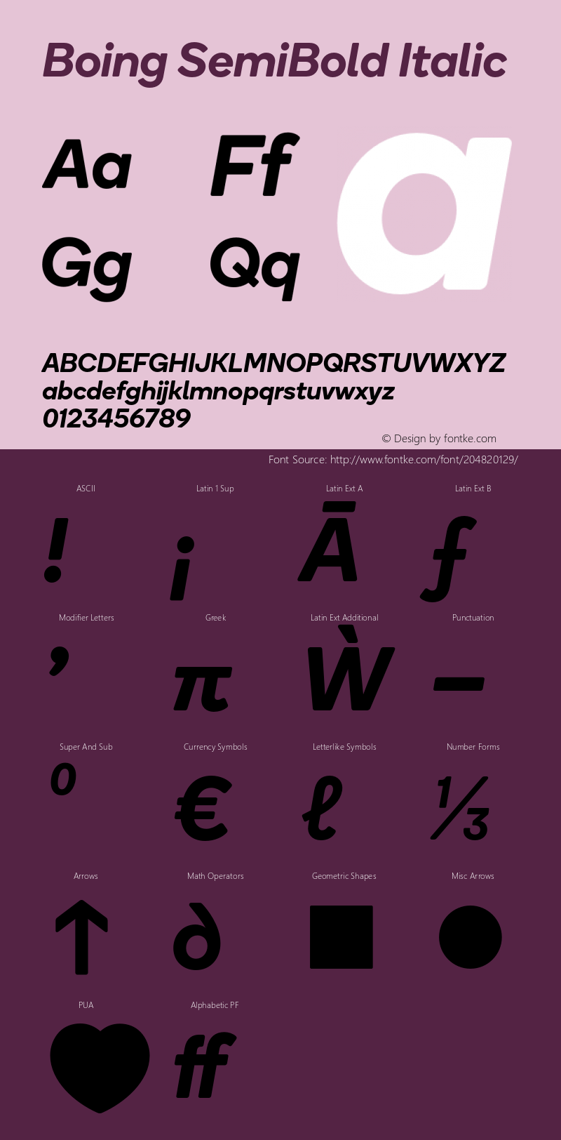 Boing SemiBold Italic Version 3.000图片样张