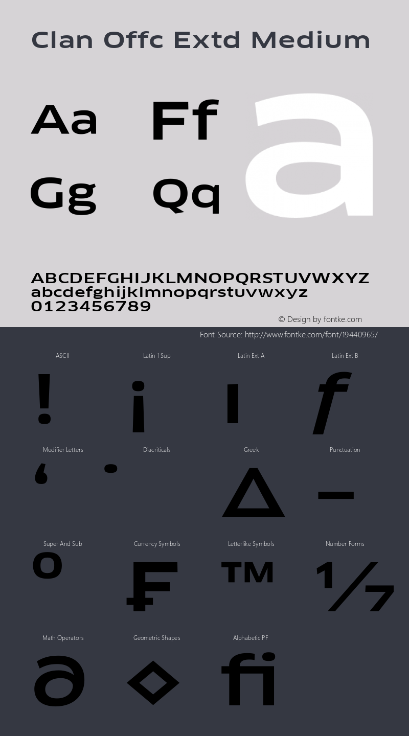 Clan Offc Extd Medium Version 7.504; 2010; Build 1020 Font Sample