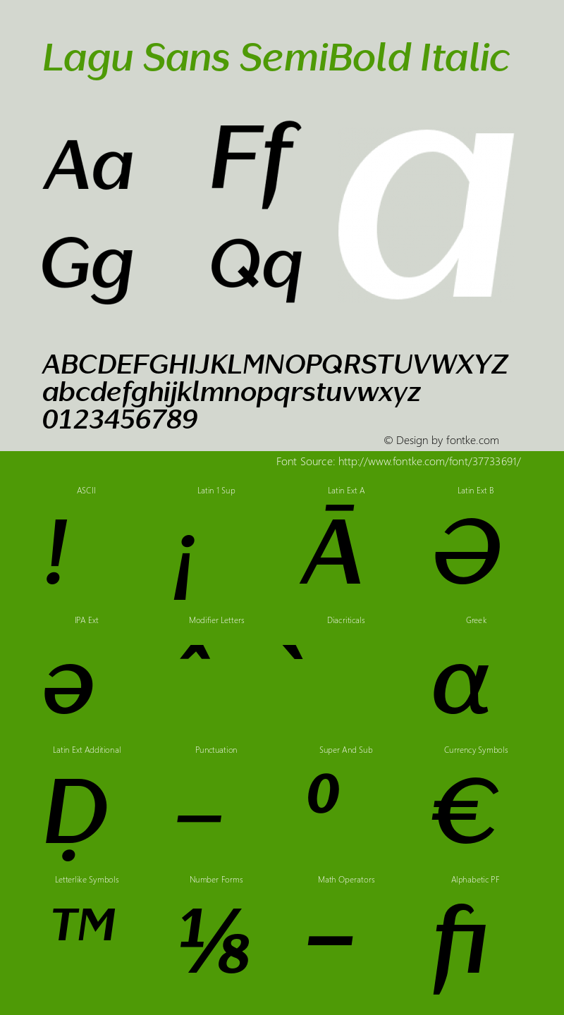 LaguSans-SemiBoldItalic Version 1.000;PS 001.000;hotconv 1.0.88;makeotf.lib2.5.64775 Font Sample