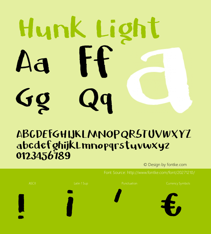 Hunk-Light Version 1.000;PS 001.001;hotconv 1.0.56 Font Sample