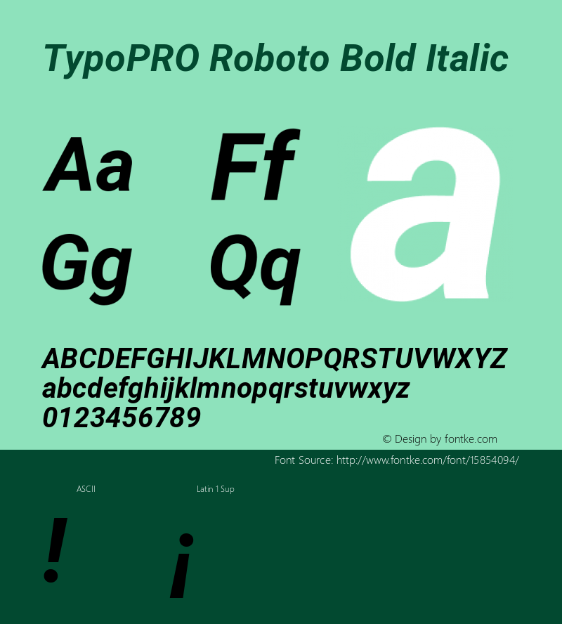 TypoPRO Roboto Bold Italic Version 2.001047; 2015 Font Sample