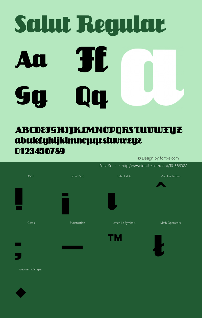 Salut Regular Version 1.00 Font Sample