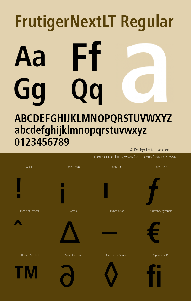 FrutigerNextLT Regular 001.000 Font Sample