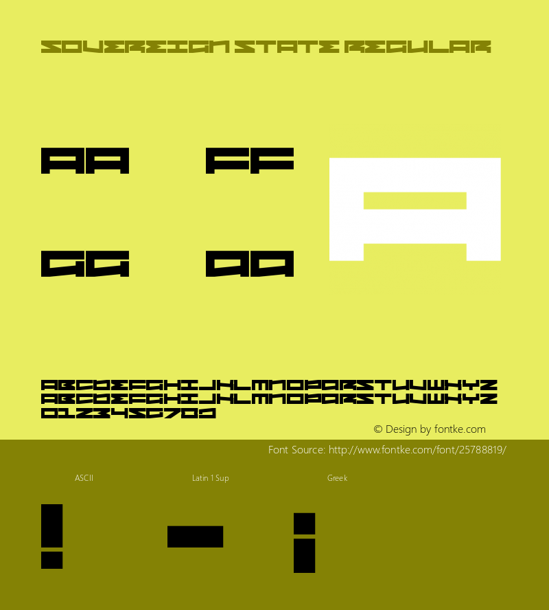 Sovereign State Version 1.00;May 7, 2018;FontCreator 11.5.0.2427 64-bit Font Sample