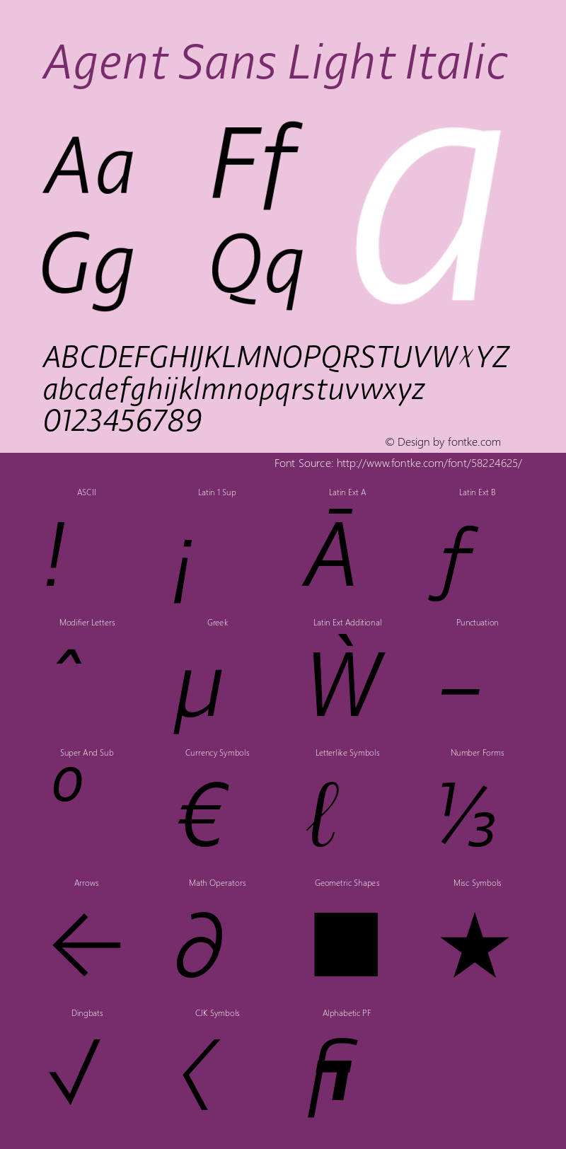 AgentSans-LightItalic Version 2.000;hotconv 1.0.109;makeotfexe 2.5.65596 Font Sample